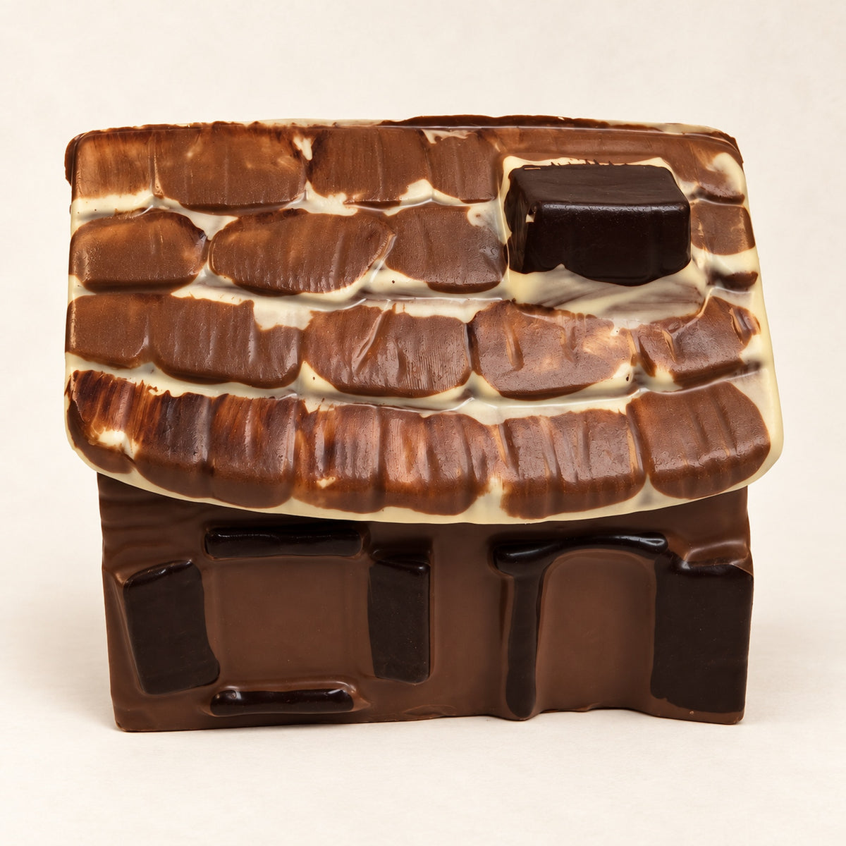 Groot chocolade huisje met dakpannen